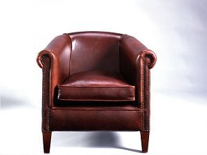 Chesterfield tub chairs in antique hand dyed leather