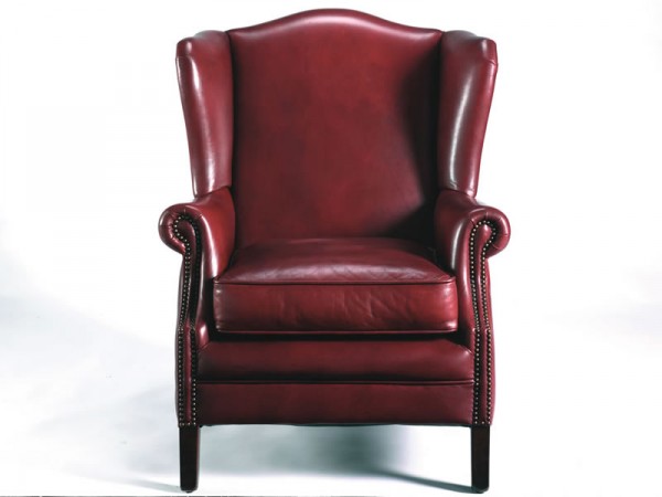 Lawrence chesterfield wing chair in antique hand dyed leather high back