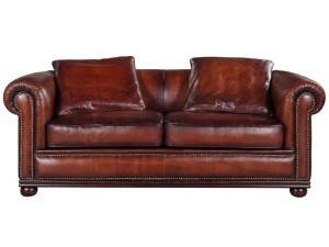 Lord chesterfield sofa in antique hand dyed leather