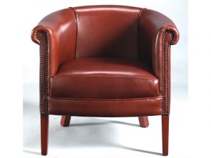 Chesterfield tub chairs in brown leather
